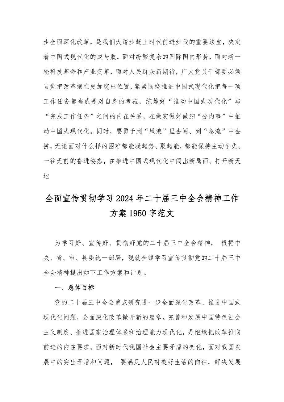 贯彻学习2024年20届三中全会精神心得与工作方案（两份文）_第3页